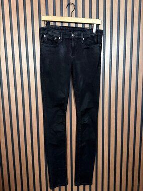 Helmet Lang Pants 29 Women’s Gray Metallic Cotton Stretch 5 Pocket Skinny